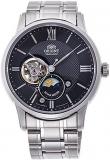 ORIENT 'Sun & Moon' Open Heart Automatic Steel Watch Black AS0002B