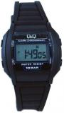 Q&Q #ML01J102Y Men's Black Rubber Band Alarm LCD Digital Watch