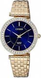 Citizen Quartz Crystal Blue Dial Gold-Tone Ladies Watch ER0213-57L