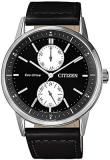 Citizen Eco-Drive Black Dial Black Leather Men's Watch BU3020-15E