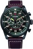 Citizen Chronograph Black Dial Brown Leather Men's Watch CA4218-14E
