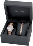 Citizen Watch Silhouette Crystal Women's Quartz Watch with White Dial Analogue Display and Two Tone Stainless Steel Gold Plated Bracelet EW1683-65D