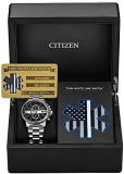 Citizen Men's Thin White Line Watch Chronograph 200M WR Eco Drive CA0296-55E EMT Medical Personnel