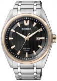 Citizen Men's Eco-Drive AW1244-56E Silver Titanium Eco-Drive Watch with Black Dial