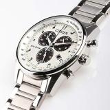 Citizen Eco-Drive(Solar Powered), Stainless Steel Silver Case & White Dial, Chronograph and Date Display, Men's Watch, AT2390-82A