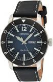 Citizen Blue Dial Black Leather Men's Watch AW0077-19L
