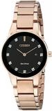 Citizen Eco-Drive Axiom Quartz Womens Watch, Stainless Steel, Diamond, Pink Gold-Tone (Model: GA1058-59Q)