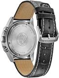 Citizen Men's Eco-Drive Weekender Brycen Chronograph Super Titanium Silver Case with Black Leather Strap,Gray Dial (Model: BL5558-15H)