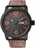 Citizen Military Men's Black Anodized Eco-Drive Black Dial Brown Leather Strap BM8475-26E