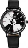 Citizen Eco-Drive Disney Quartz Womens Watch, Stainless Steel with Leather strap, Crystal, Cruella DeVil, Strap(Model: FE7045-09W)