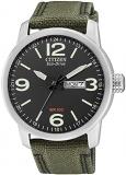 Citizen Men's Analogue Eco-Drive Watch with Nylon Strap BM8470-11EE, Black/Green, Strap