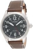 Citizen Eco-Drive Green Dial Brown Leather Men's Watch BM6838-25X