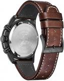Citizen Men's Eco-Drive Avion Weekender Chronograph Watch, Stainless Steel with Leather strap, Brown (Model: CA4215-47E)