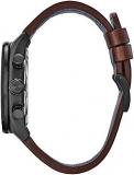 Citizen Men's Eco-Drive Avion Weekender Chronograph Watch, Stainless Steel with Leather strap, Brown (Model: CA4215-47E)