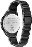 Citizen Women's Eco-Drive Disney Villain Evil Queen Crystal Watch and Pin Gift Set in Black IP Stainless Steel, Snow White Art Black Dial (Model: FE6107-68W)