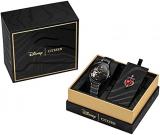 Citizen Women's Eco-Drive Disney Villain Evil Queen Crystal Watch and Pin Gift Set in Black IP Stainless Steel, Snow White Art Black Dial (Model: FE6107-68W)