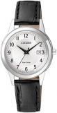 Citizen Women's Analogue Solar Powered Watch with Leather Strap FE1081-08A, White/Black, Strap