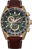 Citizen Men's Eco-Drive Chronograph Brown Leather Strap Watch CB5919-00X