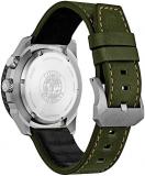Citizen Men's Eco-Drive Promaster Air Nighthawk Pilot Watch in Stainless Steel with Olive Green Leather Strap, Black Dial (Model: BJ7138-04E)