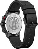 Citizen Men's Star Wars Darth Vader Chronograph Watch with Black Ion Plated Case, Red Accents and Black Leather Strap, Luminous, Date (Model: CA0769-04W)