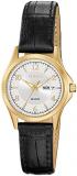 Citizen Quartz Womens Watch, Stainless Steel with Leather strap, Casual, Brown (Model: EQ0593-26A)