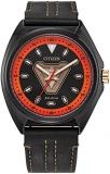 Citizen Men's Eco-Drive Marvel Tony Stark 63 Black Ion Plated Watch with Black Leather Strap, 3 Hand (Model: AW2075-05W)