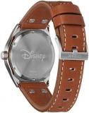 Citizen Eco-Drive Disney Quartz Mens Watch, Stainless Steel with Leather strap, Mickey Mouse, Brown (Model: BV1088-08W)