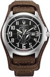 Citizen Star Wars Mandalorian Eco-Drive 3-Hand Date Strap Watch, Nylon and Leather, Luminous Markers (Model: AW1411-05W)