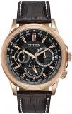 Citizen Eco-Drive Calendrier Quartz Mens Watch, Stainless Steel with Leather strap, Classic, Brown (Model: BU2023-04E)