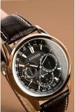 Citizen Eco-Drive Calendrier Quartz Mens Watch, Stainless Steel with Leather strap, Classic, Brown (Model: BU2023-04E)