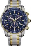 Citizen Men's Eco-Drive Sport Luxury Chronograph Watch in Two-tone Stainless Steel, blue dial (Model: BL5517-55L)
