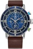 Citizen Men's Eco-Drive Star Wars Luke Skywalker Chronograph Stainless Steel Watch with Brown Leather Strap, Blue Bezel (Model: CA0768-07W)