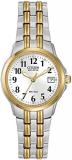 Citizen Women's Eco-Drive Dress Classic Watch in Two-tone Stainless Steel, White Dial (Model: EW1544-53A)