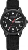 Citizen Men's Sport Casual Garrison 3-Hand Day/Date Eco-Drive Nylon Strap Watch, Arabic Markers, 100 Meters Water Resistant, Luminous Hands and Markers