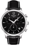 Tissot Men's Stainless Steel Quartz Watch with Leather-Synthetic Strap, Black, 18 (Model: T0636171605700)