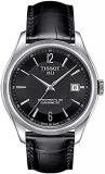 Tissot Mens Ballade COSC 316L Stainless Steel case Swiss Automatic Watch, Black, Leather, 20 (T1084081605700)