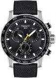 Tissot Mens Supersport Chrono 316L Stainless Steel case Swiss Quartz Watch, Black, Textile, 22 (T1256171705102)