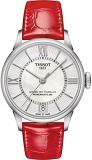 Tissot womens Tissot Chemin des Tourelles Powermatic 80 Lady 316L stainless steel case Automatic Watch, Red, Leather, 16 (T0992071611800)