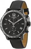 Tissot Quickster Chronograph Black Dial Black Leather Mens Watch T0954173605702