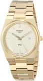 Tissot Mens PRX 316L Stainless Steel case with Yellow Gold PVD Coating Quartz Watch, Yellow, Stainless Steel, 12 (T1374103302100)