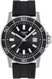 Tissot Mens Supersport Gent 316L Stainless Steel case Quartz Watch, Black, Rubber, 22 (T1256101705100)