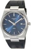 Tissot Mens PRX 316L Stainless Steel case Quartz Watch, Blue, Leather, 12 (T1374101604100)