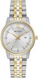 Bulova Ladies' Classic Diamond Two-Tone Gold Stainless Steel 3-Hand Calendar Date Quartz Watch
