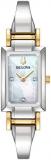 Bulova Ladies' Classic Diamond Dial Quartz Stainless Steel Watch, Rectangle, Mother-of-Pearl