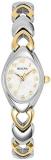 Bulova Ladies' Classic Two-Tone Stainless Steel 3-Hand Quartz, White Patterned Dial Style: 98V02