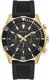 Bulova Men's Sport 6-Hand Chronograph Quartz Watch with Silicone Strap, 24 Hour Time, Calendar Date, Luminous Hands and Markers, 100M Water Resistant, 44mm