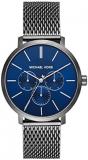Michael Kors Blake Three-Hand Stainless Steel Watch with Leather Strap