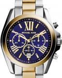 Michael Kors Womens Bradshaw Quartz Two-Tone Silver Gold Band Navy Blue Dial