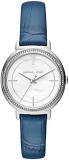 Michael Kors MK2661 Cinthia Stainless-Steel and Denim Blue Leather Three-Hand Wa...