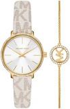 Michael Kors Women's Pyper Stainless Steel Quartz Watch with PVC Strap, White, 14 (Model: MK1037)